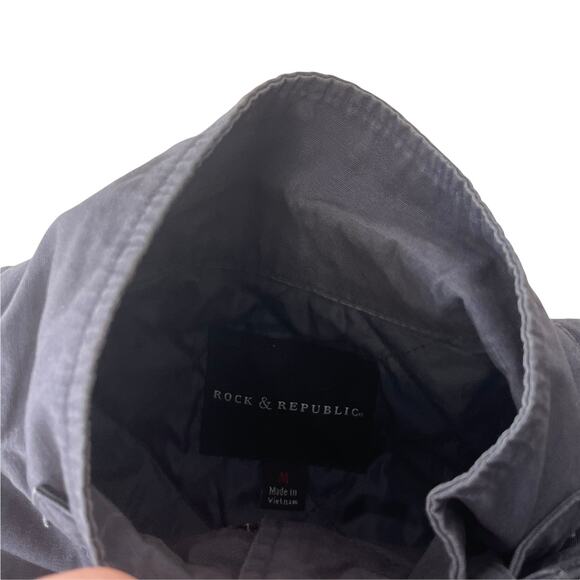 Rock & Republic Men's Size Medium Moto Gray Black Jacket - Picture 3 of 7